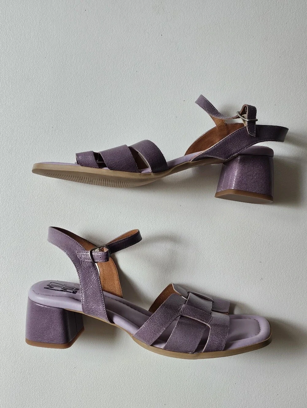 Miz Mooz Oakley Leather Block Heel Sandals Lavender Lilac EU 42 US 11 Portugal